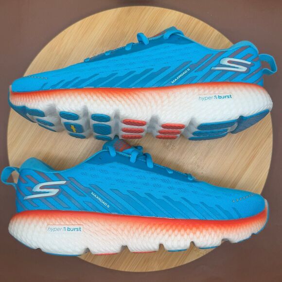 Skechers - Men's Go Run Maxroad 5 Blue/Orange Sz 9.5 - Picture 3 of 10